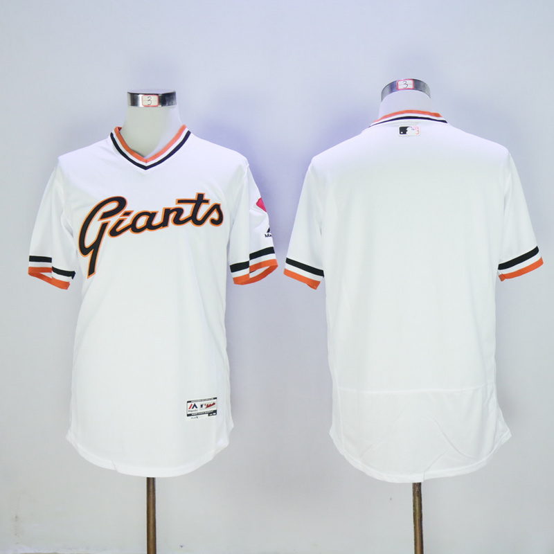 Men San Francisco Giants Blank White Throwback Elite MLB Jerseys